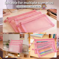 Étui à crayons transparent personnalisable avec fermeture éclair, tendance et durable, sac à crayons en maille, portefeuille de rangement simple et pratique, Guangdong