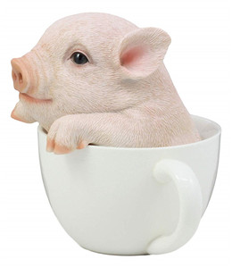 resin <strong>pig</strong> statue Babe Teacup <strong>Pig</strong> Figurine 5.25" <strong>Tall</strong> Realistic Animal Collectible Design Decor Statue - Product Image 3