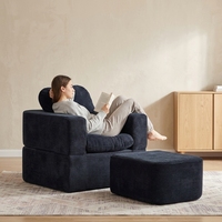 Fabrikhersteller Großhandel Modernes Modulares PU-Cord-Polstermöbel-Set für Apartments & Villen: Sessel, Hocker und Verwandelbares Sofa