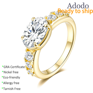 Anelli di fidanzamento da donna in argento S925 placcato <span class=keywords><strong>oro</strong></span> 18K con moissanite ovale da 2 carati VVS1 GRA, di tendenza, molto venduti. - Product Image 1