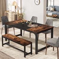 Ensemble de table et de chaises de salle à manger en bois avec pieds noirs