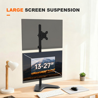 Support de moniteur double réglable en hauteur avec inclinaison à 90° et rotation à 360° pour 2 écrans de 13 à 27 pouces, bras de moniteur en acier (en stock)