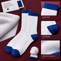 Lot de chaussettes pour hommes en coton et élasthanne, coloris blanc cobalt, avec bord côtelé, talon et bout renforcés, tailles assorties
