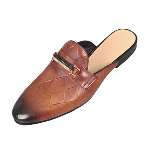 Mocassins en cuir véritable pour hommes, couleur café, semelle en caoutchouc, sans dos, confortables, respirants, mules à la mode, taille 38-47 - Product Image 5