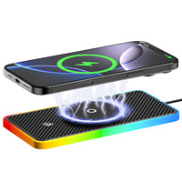 Nouveauté : Chargeur sans fil 2-en-1 18W pour voiture avec tapis antidérapant et lumière colorée, câble USB 1m inclus