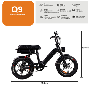 Bicicleta Eléctrica Urbana Q9 de 20 Pulgadas con Motor sin Escobillas de 500W, Pantalla LCD, Frenos de Disco Hidráulicos, Cuadro de Aluminio y Batería de Litio de 48V - Product Image 5