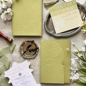 Invitation de mariage personnalisée en papier kraft et papier d'art gaufré écologique 600GSM, impression typographique - Product Image 5