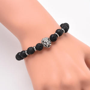 Pulsera de cuentas de piedra Natural de perla mate, cabeza de león, búho, leopardo, <span class=keywords><strong>Spiderman</strong></span>, pulsera de energía de meditación de piedra de Lava a la moda, regalo - Product Image 3
