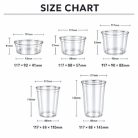 Gobelets jetables transparents en PET de 117 mm avec couvercles, contenants ronds en plastique pour fruits coupés frais, desserts et yaourts