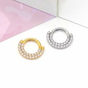 Stainless Steel Double Layer Zircon Nose <b>Ring</b> <b>Circle</b> Silver Gold Party Fashion Jewelry - Product Image 4
