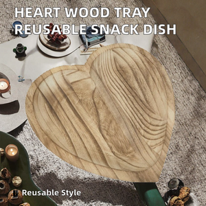 Creative Engraved Polished <b>Heart</b> <b>Wood</b> Tray Reusable Snack Dish Holder Home Decor Wall Signs - Product Image 2