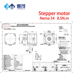 <span class=keywords><strong>Moteur</strong></span> <span class=keywords><strong>Pas</strong></span> <span class=keywords><strong>à</strong></span> <span class=keywords><strong>Pas</strong></span> EMTECH Nema34 avec Kit <span class=keywords><strong>de</strong></span> Driver, <span class=keywords><strong>Couple</strong></span> <span class=keywords><strong>de</strong></span> <span class=keywords><strong>Maintien</strong></span> <span class=keywords><strong>de</strong></span> 8,5 Nm, Longueur <span class=keywords><strong>de</strong></span> Corps <span class=keywords><strong>de</strong></span> 118 mm - Product Image 2