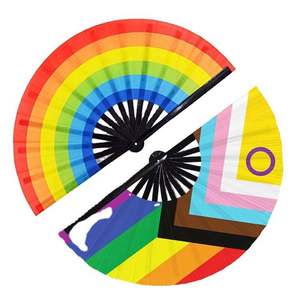 Abanico de Mano Holográfico Grande de 33 cm con Impresión Personalizada, Abanico de Bambú Pintado a Mano con Diseño Único - Product Image 1