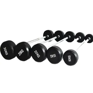 DEFINE FITNESS Wholesale Rubber Fixed Barbell Fitness Weight lifting Curved Barbell