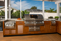 Ensemble de panneaux de porte de cuisine moderne pour barbecue, évier en acier inoxydable, crédence, armoires de cuisine extérieures modulaires