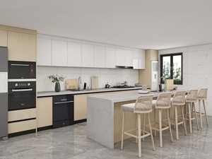 Armoire de cuisine moderne en HDF avec porte laquée et caractéristiques imperméables en granit, structure en panneau mélaminé pour un usage en appartement - Product Image 3