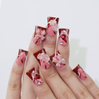 AIERFEI 24 pièces français étincelant strass manucure acrylique presse sur les ongles ongles artificiels faux ongles