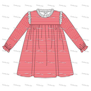 Abiti da bambina alla moda a manica lunga con volant in maglia di cotone a righe monogramma <span class=keywords><strong>autunno</strong></span> inverno vestito da principessa per bambini - Product Image 6