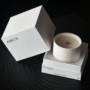 Vela Aromática AIKUN OEM Personalizada en Frasco de Cerámica Mate, Vela Perfumada de Cera de Soya Ecológica con Mecha de Madera para Decoración del Hogar - Product Image 2