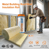 Rouleau de laine de verre R11 3,5 pouces, Amérique du Nord, ASTM E84, faible extension de flamme, isolation pour toitures/murs de bâtiments métalliques, couverture en laine de verre