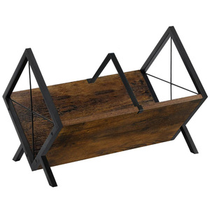 Wooden CD Rack With Metal <b>Frame</b> Single Layer Storage Desktop Organizer For <b>Vinyl</b> Records Magazines Books - Product Image 1