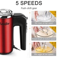 Sonifer SF-7024 gros usage domestique 220V 5 vitesse boîtier en acier inoxydable rouge couleur électrique 400w batteur à main mini