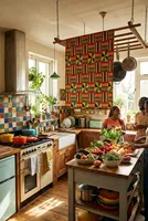 Serviette de cuisine ethnique Kente Rhythm, style africain occidental, en coton, pour une décoration vibrante