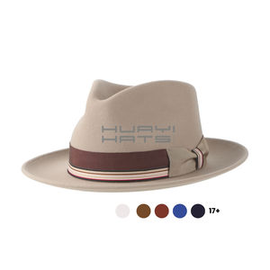 قبعات مخصصة للرجال مصنوعة من مزيج الصوف والأرنب مع شريط فيدورا من الغروغران وتاج على شكل دمعة - Product Image 1