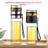 Mug de voyage en verre borosilicate haute résistance 450ml/350ml avec couvercle en verre, design classique, compatible lave-vaisselle et micro-ondes, pour les amateurs de thé