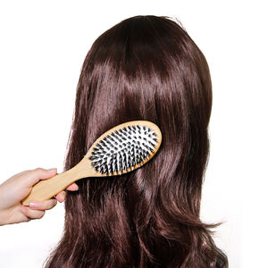 कस्टम लोगो डिंगलिंग पैडल बाल ब्रश नायलॉन और बोअर ब्रिस्टल बालों को ब्रश प्राकृतिक बांस की लकड़ी के विग बाल विस्तार ब्रश - Product Image 5