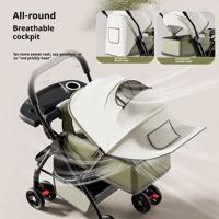 Poussette Bébé Multifonction 3-en-1 Légère et Portable en Lin pour Nouveau-nés et Tout-petits, Capacité de Charge 20KG, Position Assise-Allongée