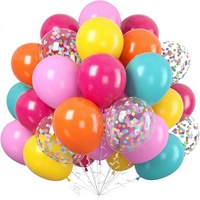 Feile Lot de 60 Ballons Brillants Arc-en-ciel de 12 Pouces Prêts pour l'Hélium Couleurs Vives Jaune Orange Rose Vif Bleu Teal Confettis Mariage