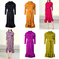 Robe plissée sur mesure OEM ODM, directement de l'usine, robe midi asymétrique froncée, respirante, multi-occasions, robes pour femmes en gros