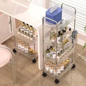 Étagères de cuisine transparentes en gros, chariot de rangement mobile en PET avec roulettes, utilitaire, facile à assembler, étagère à articles divers - Product Image 6