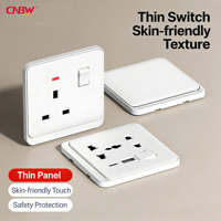 CNBW Interruptores de Luz Ultrafinos de 3 Vías y 1/2 Vía, Estándar del Reino Unido, 16A, con Material de PC, Estilo Moderno y Lujoso, Duraderos, 220-250V