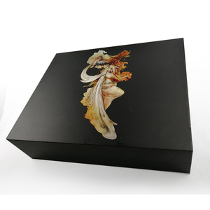 Rough Matt Black Cardboard Lid and Base Gift Box with Gold Paper Cuff - Product Image 5