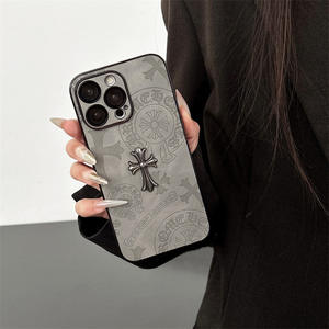 Cover per <span class=keywords><strong>iPhone</strong></span> 17 Air, design cromato trendy a croce, <span class=keywords><strong>nero</strong></span>, accessori 3D fai da te, custodia per <span class=keywords><strong>iPhone</strong></span> 14 15 Pro Max Heart 16 Plus - Product Image 4