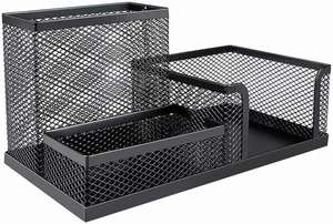 <b>Multi</b> Functional 3 Divided <b>Table</b> Holder <b>Table</b> Office Metal Mesh Desk Organizer 3 Compartments Desktop Accessories - Product Image 2