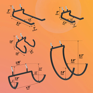 Vietnam Origin Pegset Black 8PC <b>Hooks</b> & <b>Rails</b> Pegboard Mounted Iron Industrial Style Different Sizes And Shapes eight of <b>hooks</b> - Product Image 3