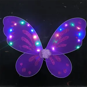 Children's Day Led Butterfly Wings Fairy Wings Angel Luminous Magic Party Dress Up Props Girl Performing Backwear Set