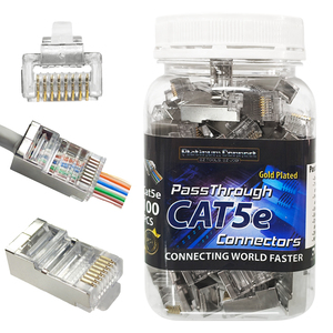 Câble réseau or 8 broches Lan RJ 45 Rg45 Connecteur 8P8C blindé Easy Plug STP RJ45 CAT5E FTP Prise modulaire mâle - Product Image 1