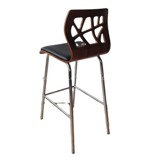 금속 프레임 블랙 합판 비닐 시트 펍 바 의자 의자 Barstool HY2009-2