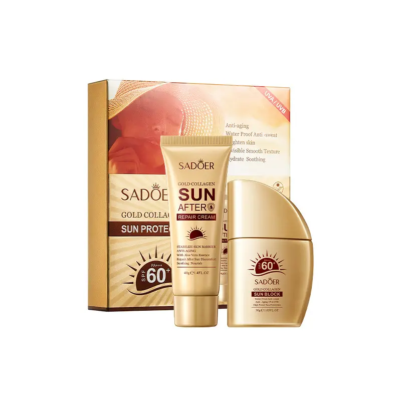 Refreshing non-greasy gold bone collagen sunscreen milk UV protection non-greasy summer isolation cream set box