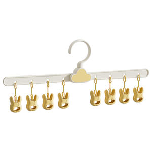 Colgador de calcetines para bebé con forma de nube, estante de secado de plástico con 8 clips para recién nacidos, uso doméstico, color amarillo - Product Image 1