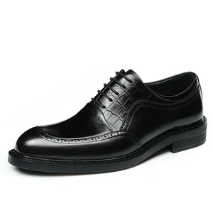 Chaussures habillées en cuir véritable pour hommes de haute qualité, respirantes et antidérapantes, chaussures plates de bureau Oxford légères - Product Image 1