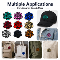 Lot de patchs thermocollants brodés faits main, motifs floraux rétro, emblèmes de roses scintillantes, 10 couleurs, autocollants en tissu pour casquettes de camionneur, vente en gros