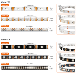 Striscia <span class=keywords><strong>LED</strong></span> Flessibile RGB Indirizzabile Individualmente BTF-LIGHTING, Certificata UL, DC12V WS2815, Doppio Segnale, 30 60 144 <span class=keywords><strong>LED</strong></span> - Product Image 2