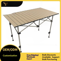 Ensemble de table et de chaises pliantes en métal pour l'extérieur, réglables en hauteur, pour le camping et les pique-niques, avec sac de transport