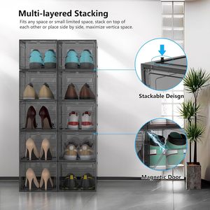 Modern Clear Stackable Detachable Foldable Multifunctional Waterproof Shoe <b>Storage</b> Cabinet Plastic Sneaker <b>Box</b> Transparent - Product Image 3