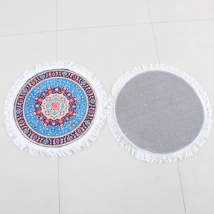 Cojín ligero de seda de hielo musulmán, estampado, antideslizante, con hebilla redonda de 50x50cm para uso en la oración YASEEN - Product Image 1